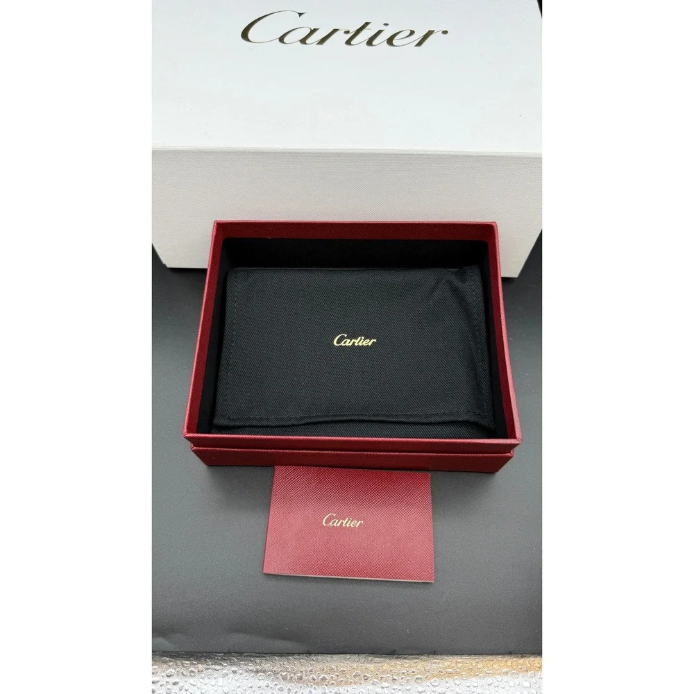 Cartier Must de Cartier Burgundy Leather Bifold Wallet Gold Corners Mens Box
